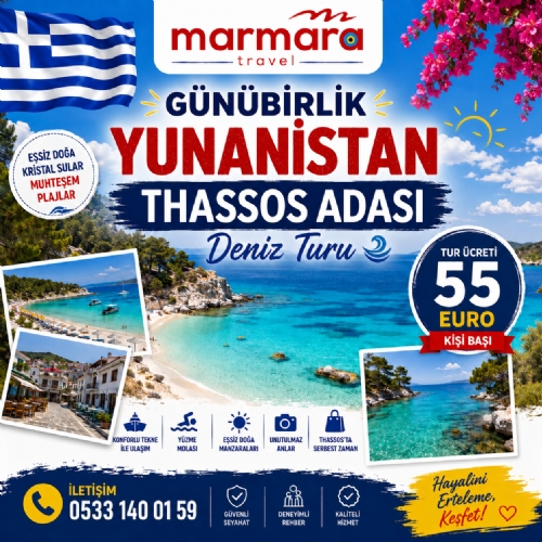 15 AĞUSTOS 2026 GÜNÜBİRLİK YUNANİSTAN THASSOS ADASI DENİZ TURU fotoğrafı