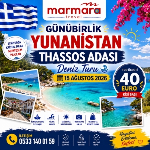 12 EYLÜL 2026 GÜNÜBİRLİK YUNANİSTAN THASSOS ADASI DENİZ TURU fotoğrafı